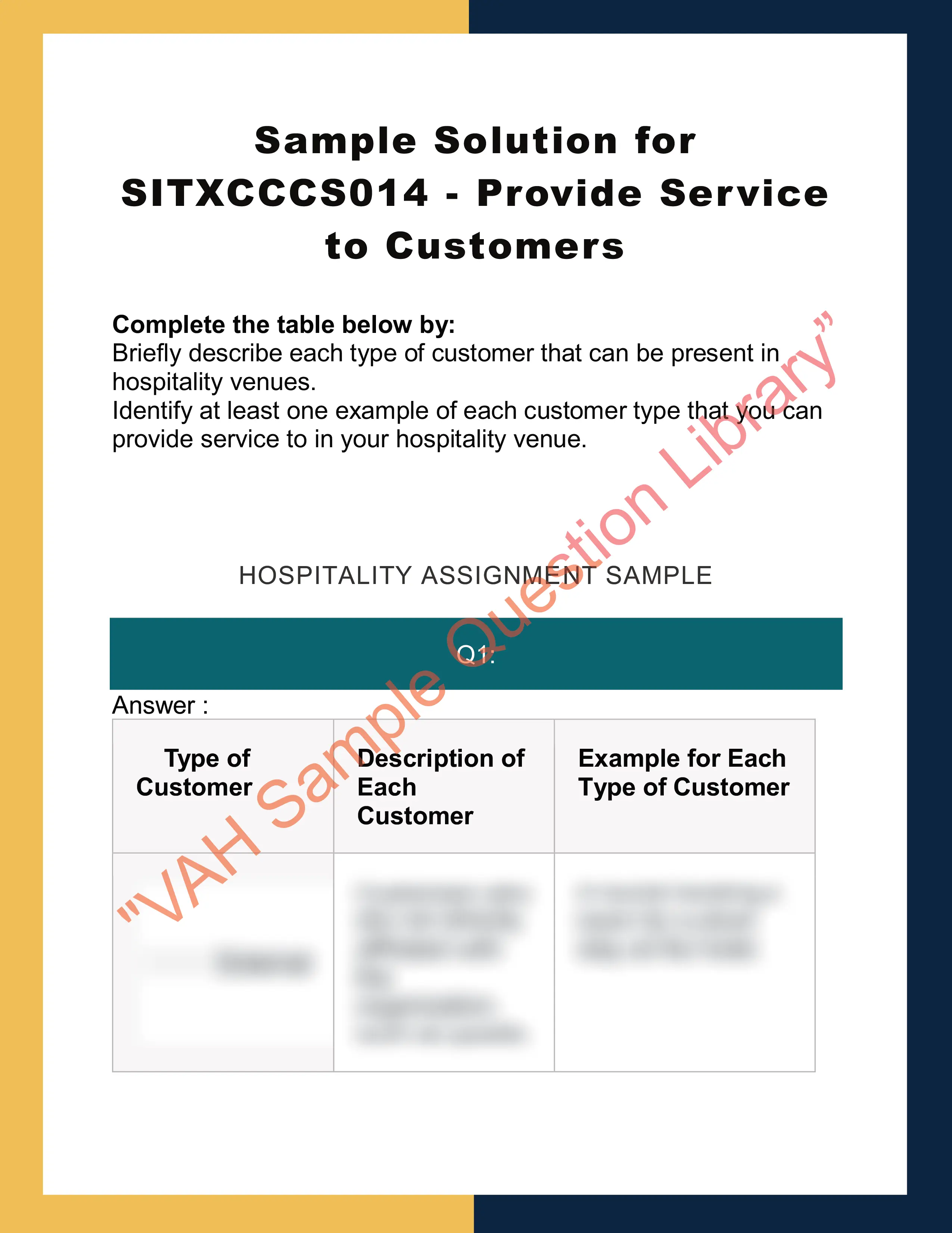 Sample Solution for SITXCCCS014 - Provide Service to Customers 0